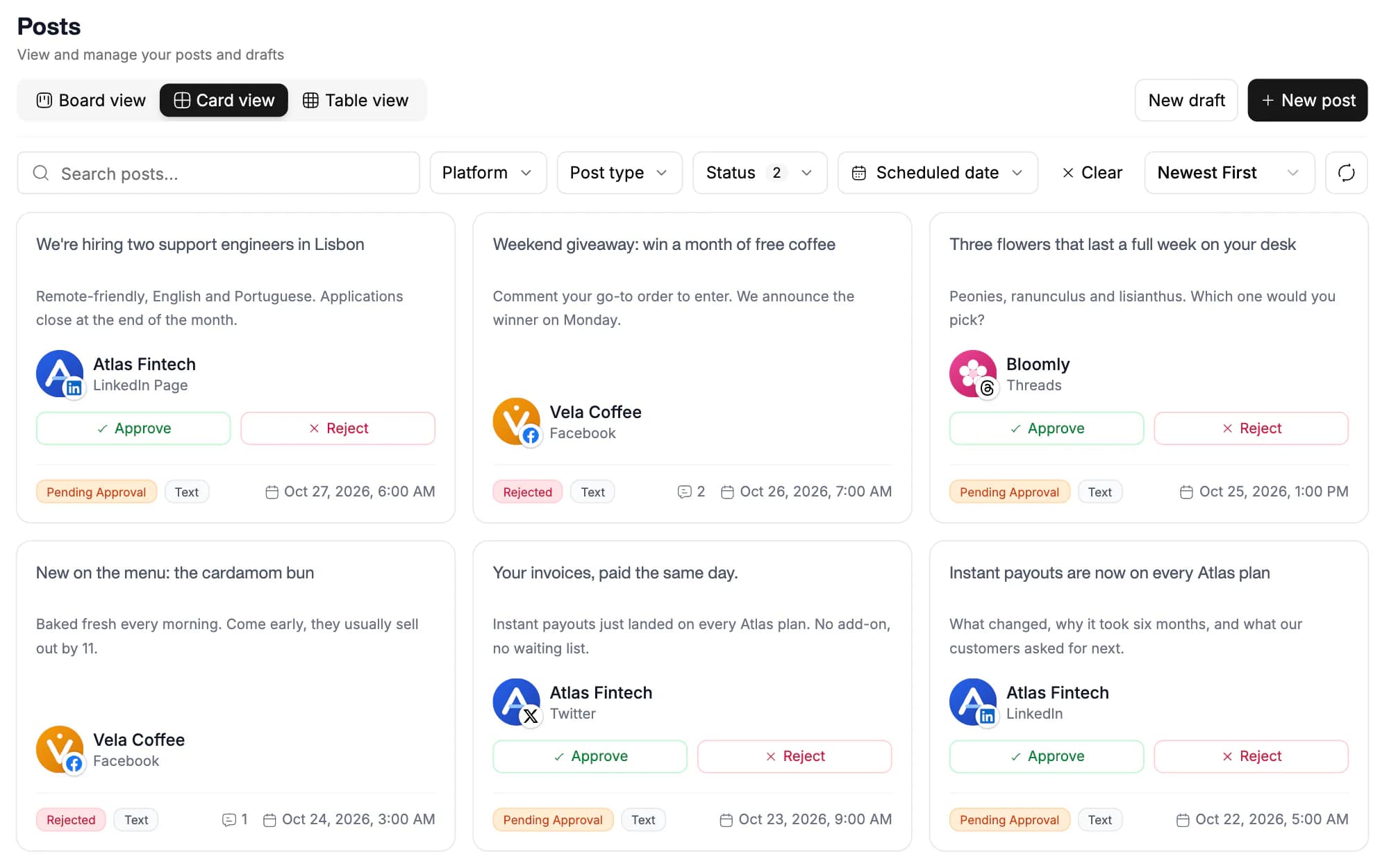 A social media approval workflow your team will actually use screenshot