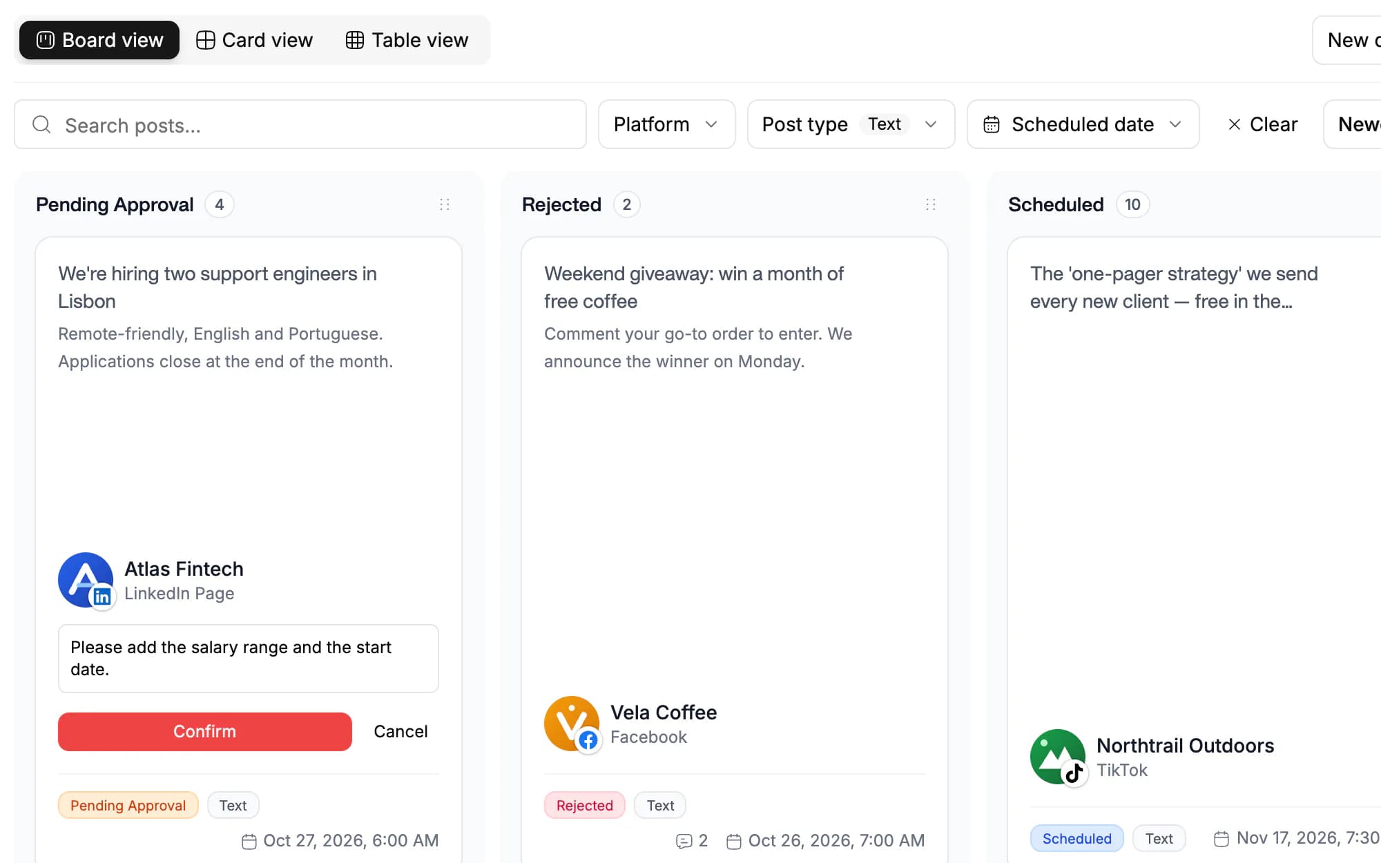 See every post waiting for your sign-off screenshot