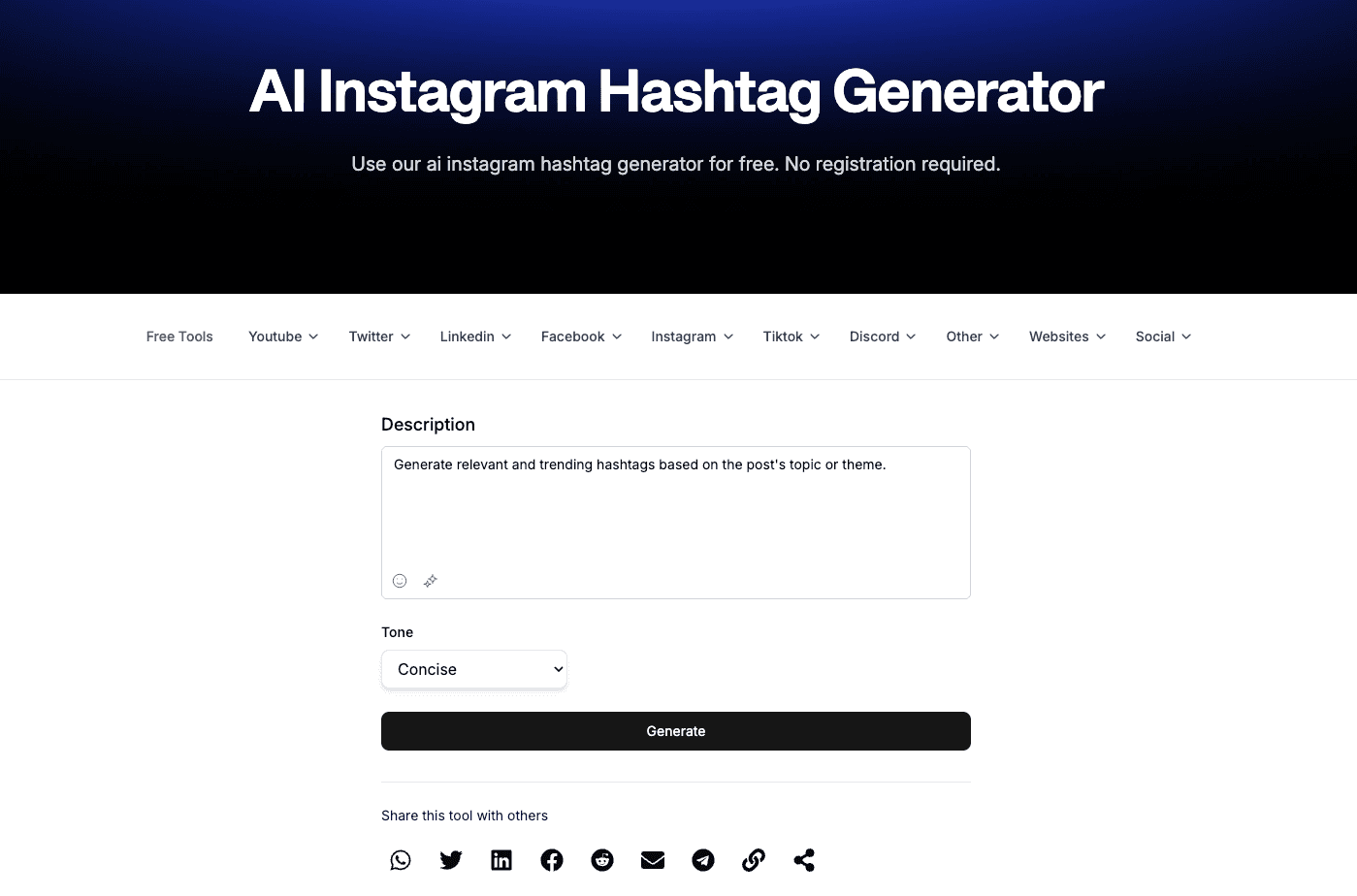 Screenshot von Hashtag-Sets, die zum Post passen