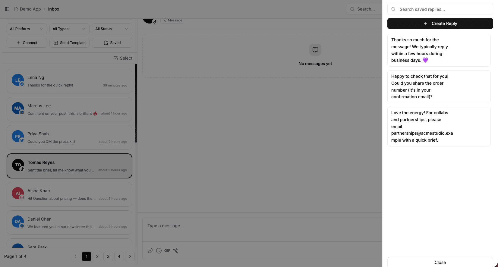 Captura de pantalla de Plantillas reutilizables con variables